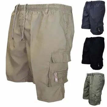 

Summer Men Loose Multi-Pocketing Drawstring Baggy Cargo Shorts Casual Knee Length Casual Shorts Casual Short Pants Plus Size