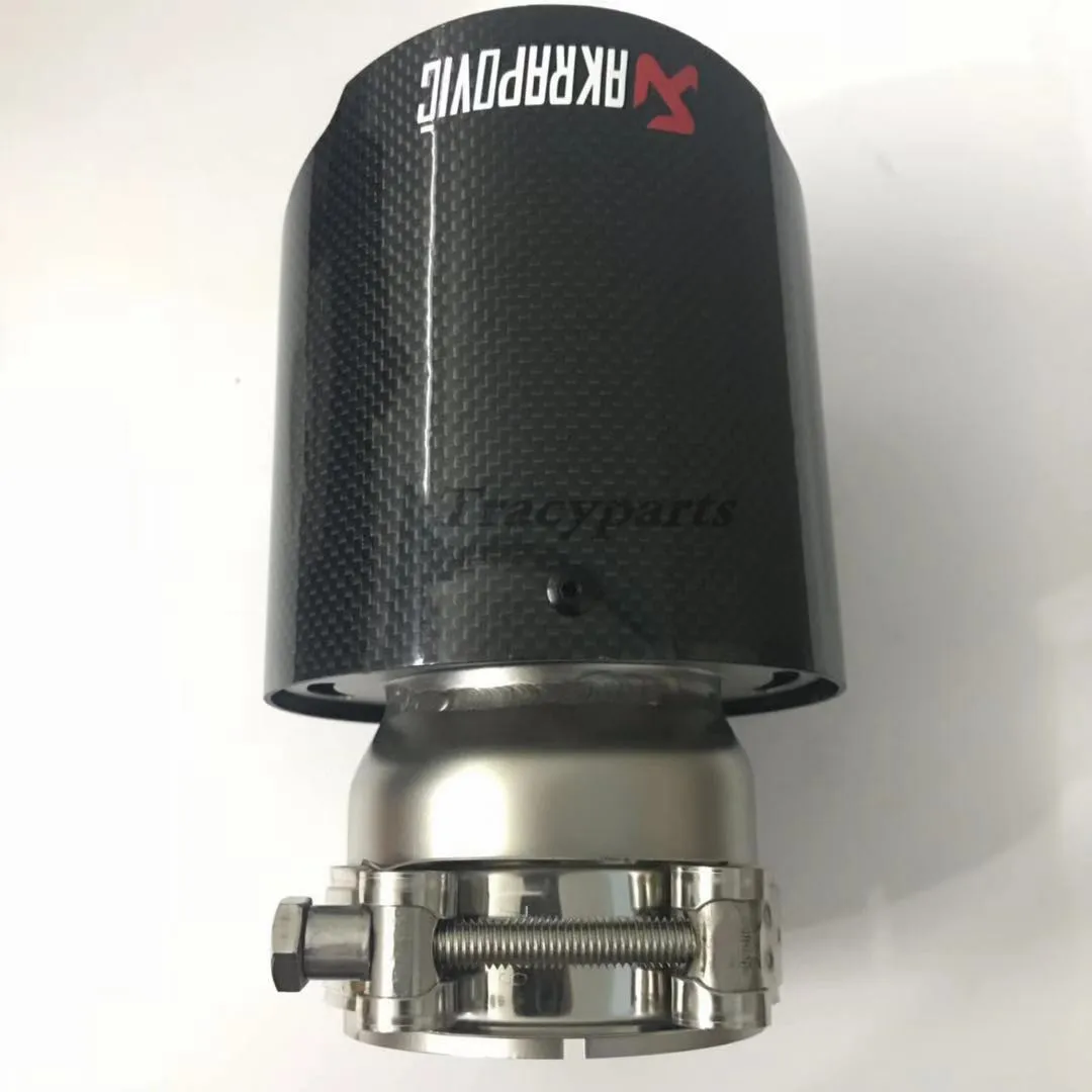 1 шт., для автомобиля Akrapovic, 63 мм в 114 мм, универсальный, нержавеющая сталь+ углеродное волокно, глушитель, наконечники выхлопной трубы, глянцевые