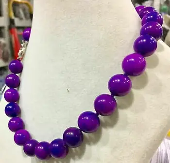 

NEW 10mm Natural Purple Sugilite Gemstone Round Beads Necklace 18''