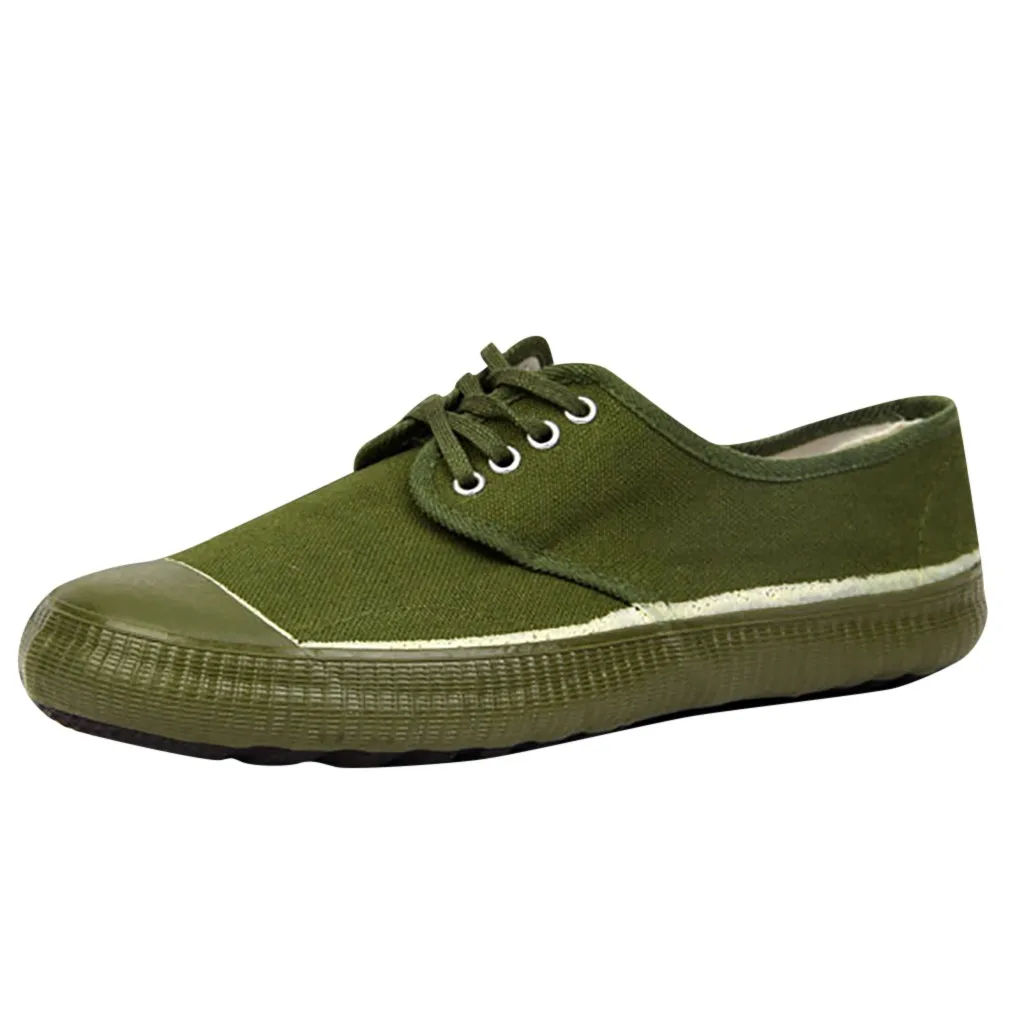 Модная обувь освобождение военные тренировочные ботинки армейские; зеленого цвета; для мужчин; резиновая прочная нескользящая женская обувь на шнуровке# N
