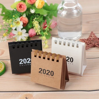 

1Pc 2020 Simple Desk Coil Calendar Cartoon Mini Table Calendars DIY Memo Pad planner Schedules school supplies