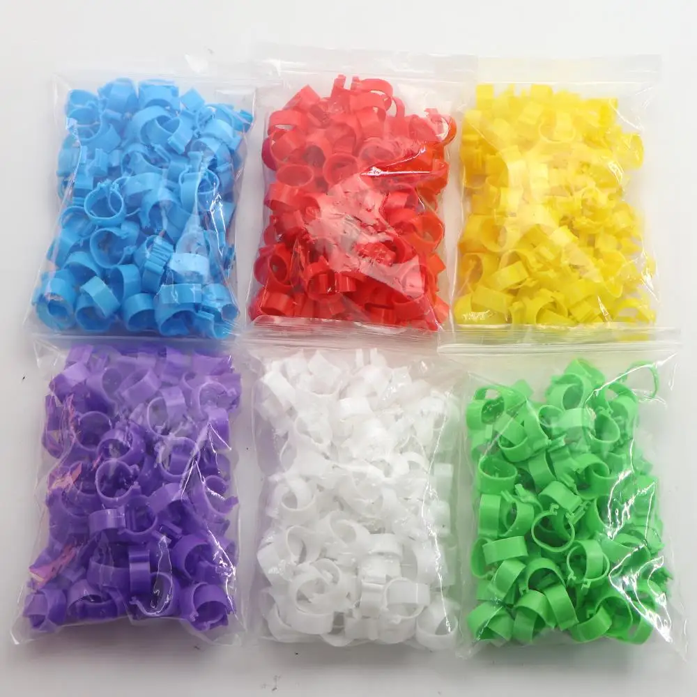 Bird Foot Rings 100PCS Inner Diameter 16/18/20/25mm 7 Colors Plastic Open Type Buckle Chicken Duck Goose Foot Ring Poultry Farming Equipment