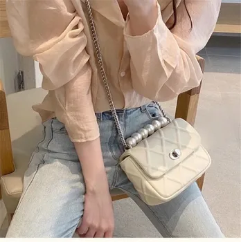 

Pearl Tote bag Fashion New High-quality PU Leather Women's Designer Handbag Travel Chain Shoulder Messenger Bag Purses