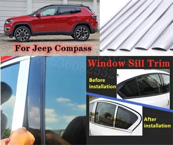 

Puou high-quality Car Full Window Pillar Trim Cover Stainless Steel Chrome Decoration For Jeep Compass 2011-2015 Car Styling