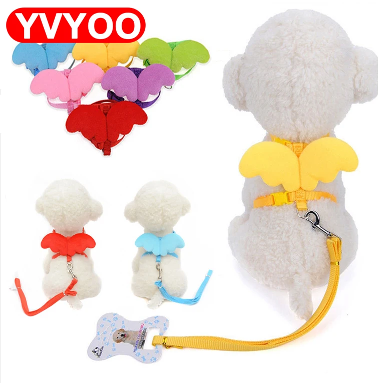 

Cute Angel Pet Dog Leashes and Collars Set Puppy Leads for Small Dogs Cats Designer Wing Adjustable Dog Harness Pet Accessories