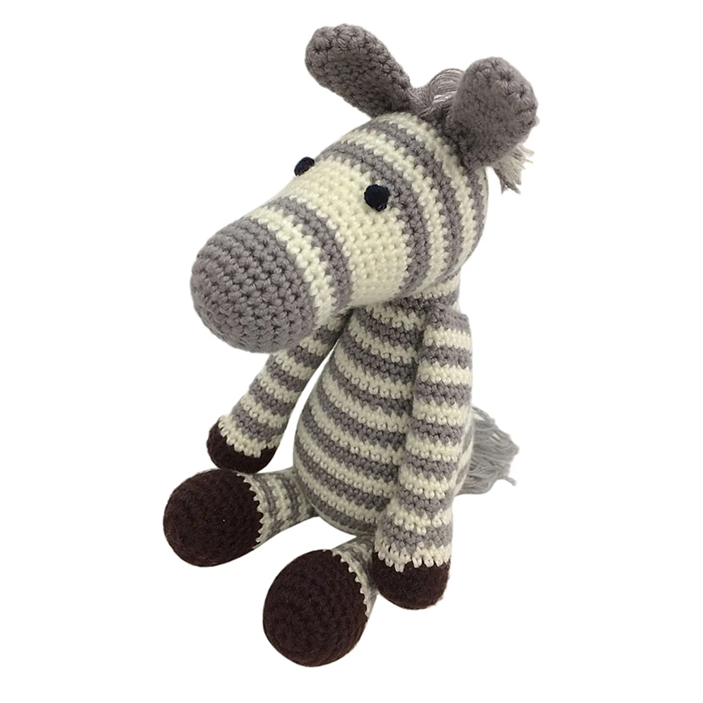 DIY Zebra Doll Crochet Kit for Beginners Adults Hand Knitting Animals Stuffed Toy Sewing Craft