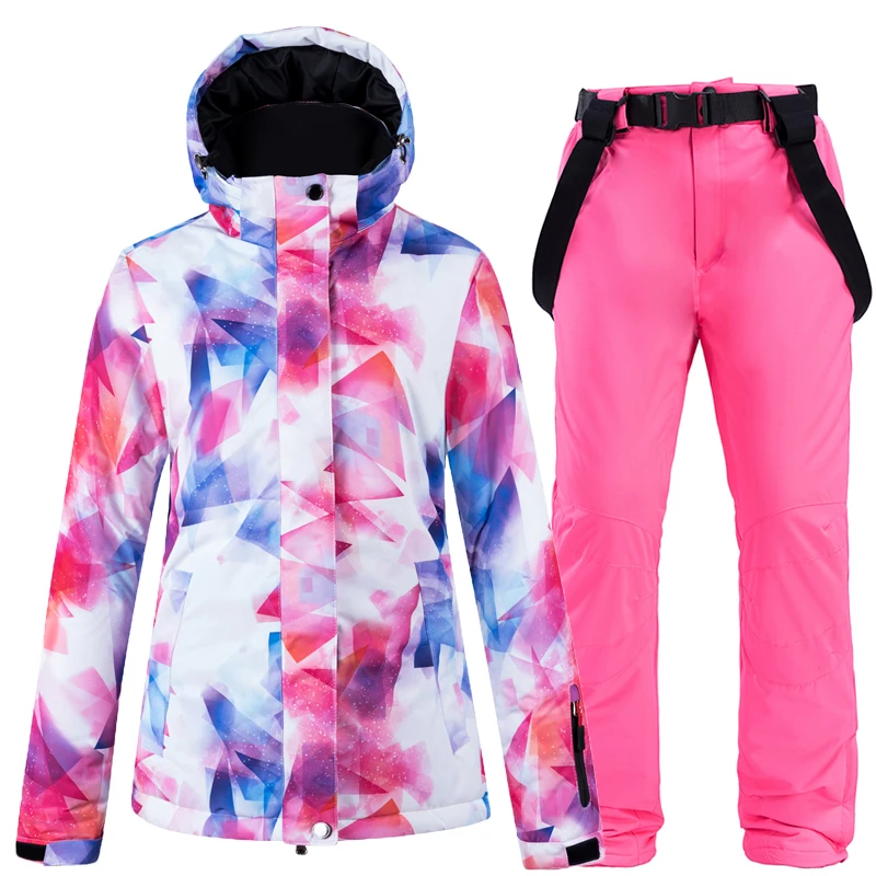 Лыжные куртки и штаны женский лыжный костюм комплекты для сноубординга очень теплая ветрозащитная Водонепроницаемая зимняя одежда для улицы - Цвет: Sets 1