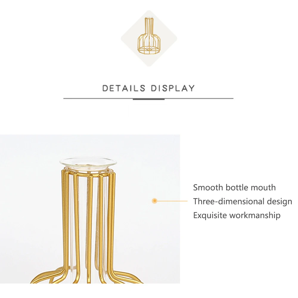 Nordic Style Creative Vase Home Decor Art Retro Glass Vase Metal Plant Holder Iron Decoration Flower Ornament For Home Garden 8