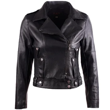 

2020 New Office Lady Classic Faux Leather Jacket Slim Short Coat Female Motocycle Biker Jackets Women Bassic Outerwear Coat