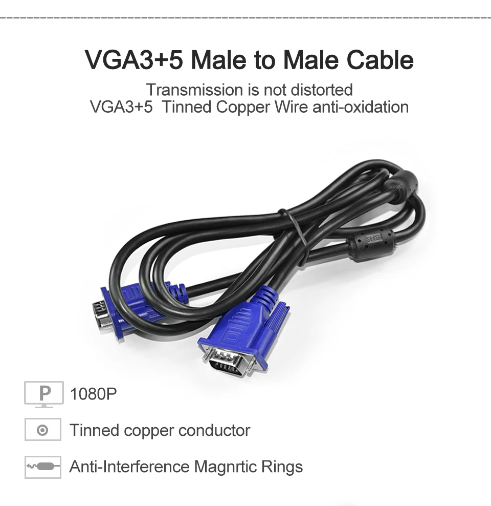 1080P VGA к VGA компьютерный монитор Удлинительный Кабель VGA кабель HD 15 Pin штырь, кабель медная проволока для портативных ПК