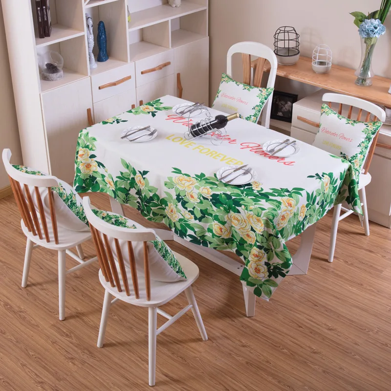 

Simanfei Waterproof Table Cloth Plant Leaves Cotton and Linen Dining Table Cover Home Decoration Printed Rectangle Tablecloth