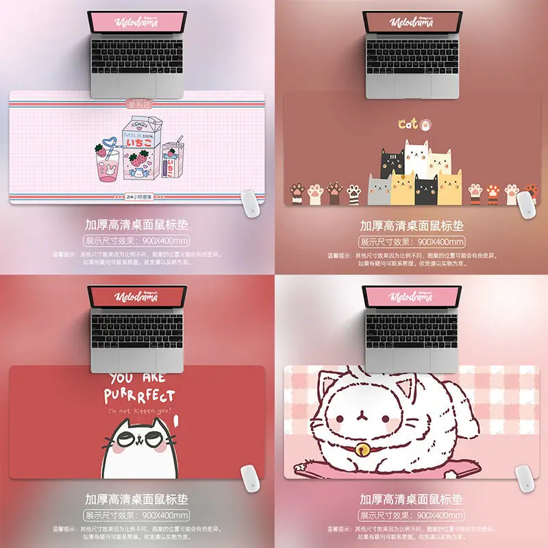 90x40cm mouse pad large mousepad gamer cute cat girl desk mat computer keyboard mat writing desk mat free delivery