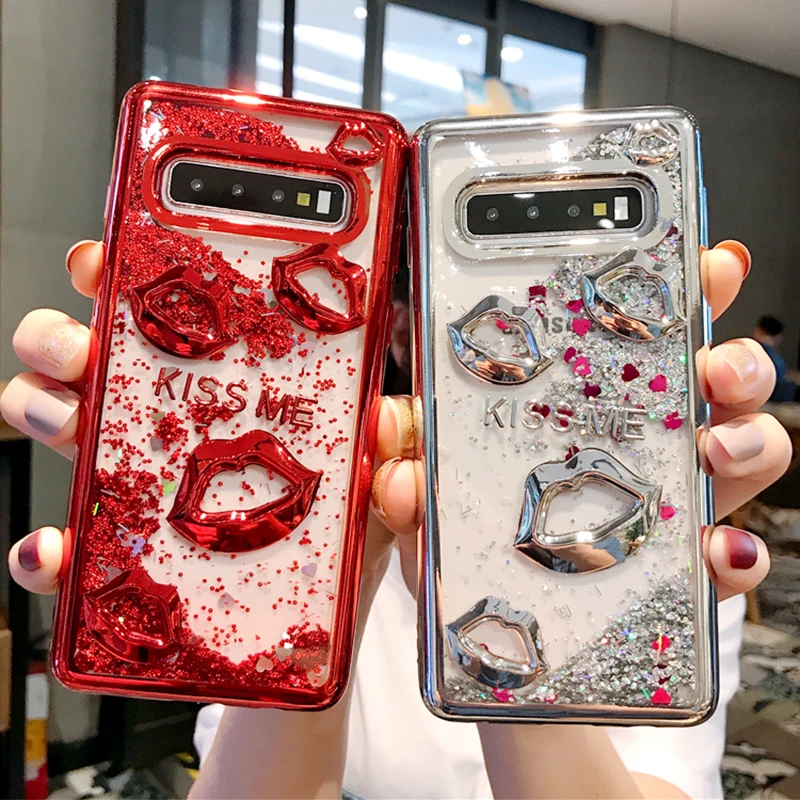 

Starktni Sexy Lips Girl Kissme Quicksand Soft TPU Case Cover Funda For Samsung S7 S7E S8 9Plus S10Plus J710 J7 Prime A750 J510