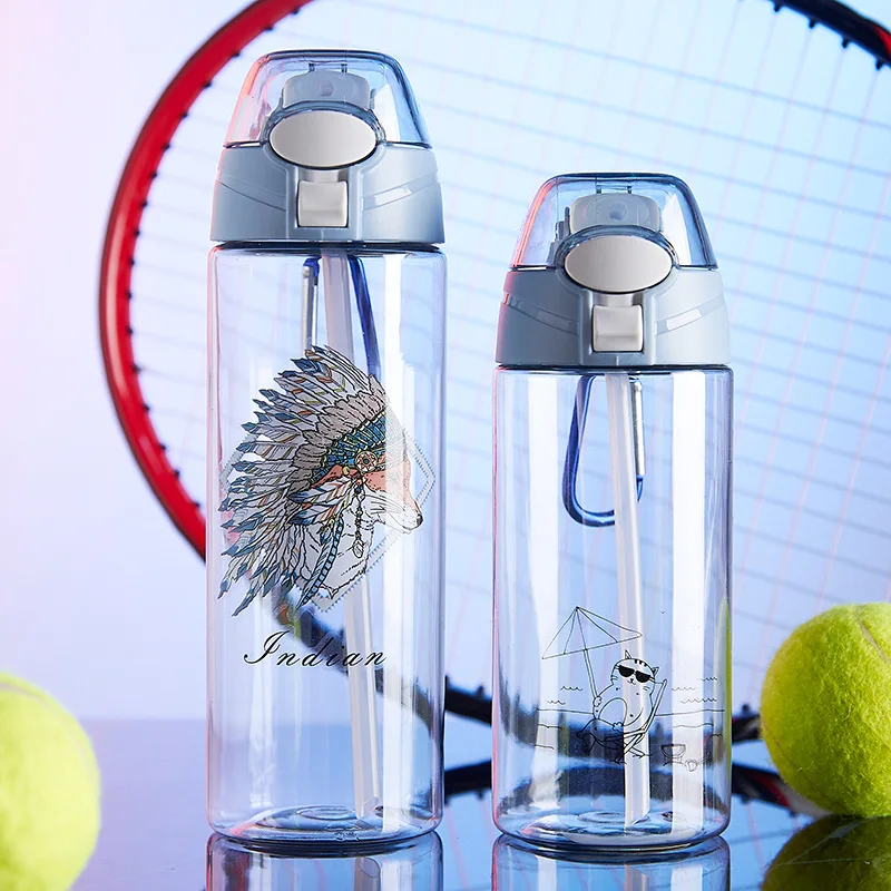 Sets Record Cup with Straw 600 Ml Outdoor Sports Suction Glass Plastic Adult CHILDREN'S Cups with Straw Sports Bottle