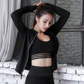 

lady jacket female collar Korean zipper quick drying breathable large size exercise running fitness clothing autumn and winter