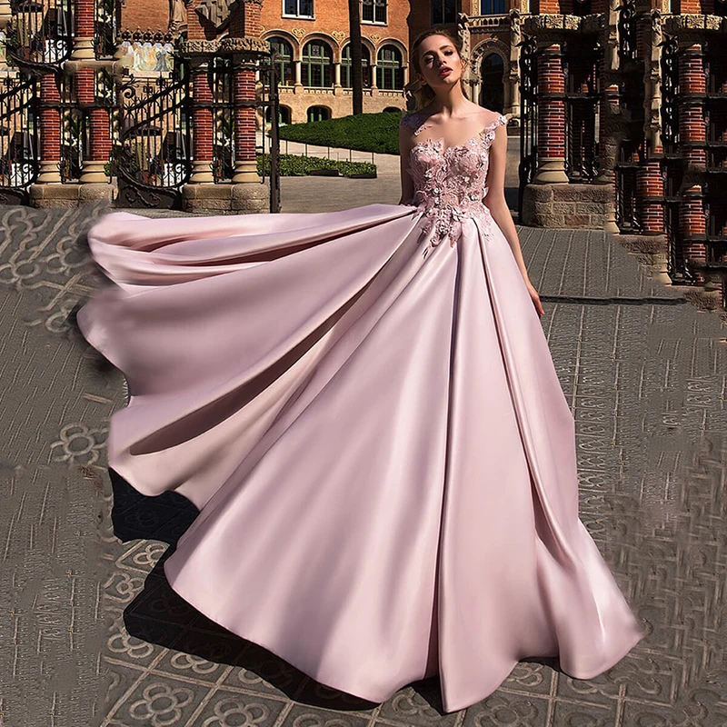 pink satin ball gown