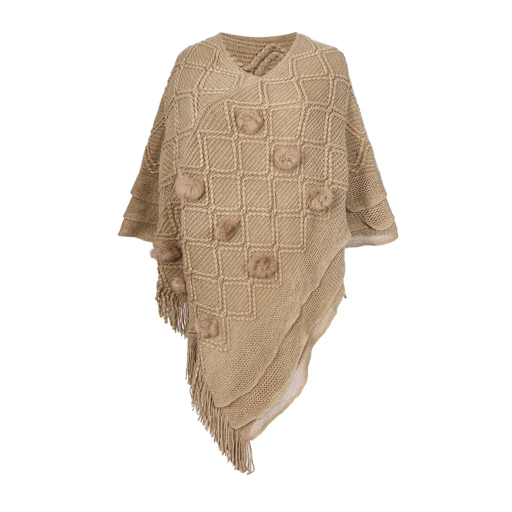 

2019 New Cashmere Winter Women Poncho Scarves Women Solid Shawl Cape Knitted Female Outwear Sweater Coat Plus Size d2