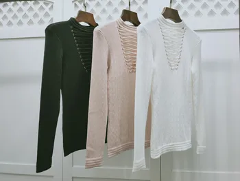 

2020FW Winner Fashion Women Wool Lace Up Knitted Bottoming Sweater Jumpers 3 Color Gdnz 9.17