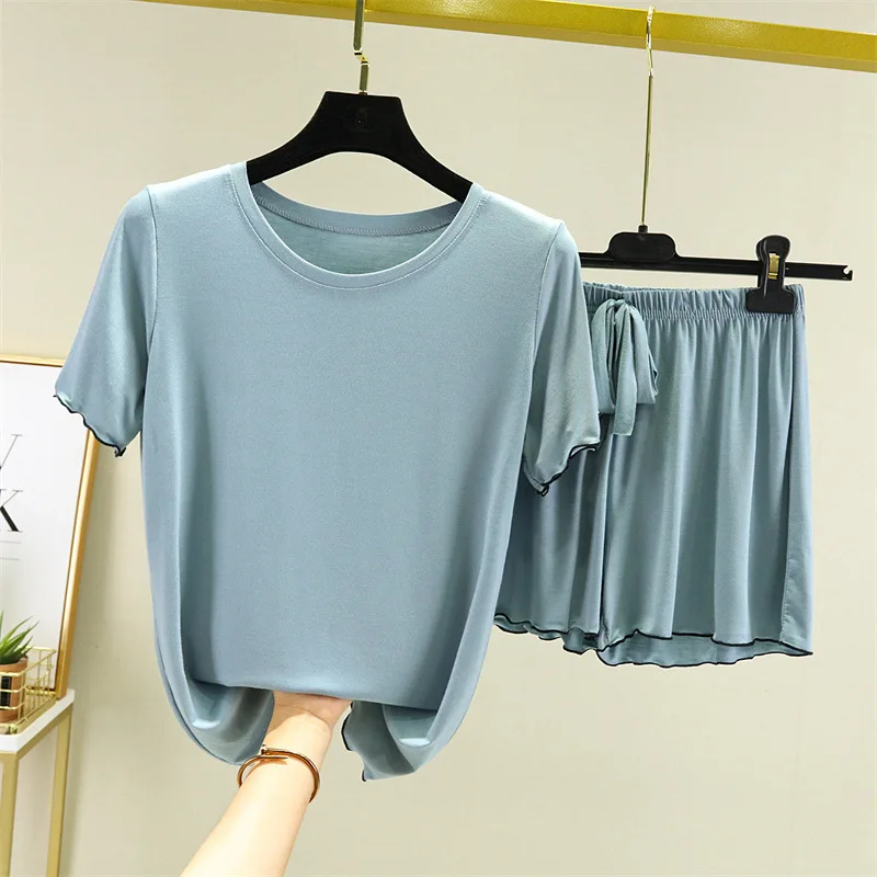 M-3XL Plus Size Pajamas Women Loose Short Sleeve Student's Sleepwear Set Modal Summer Home Suit New Pijamas Female Nightwear