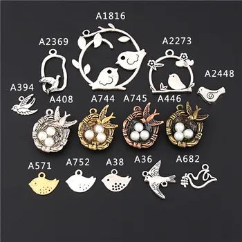 

10Pcs Antique Sliver Forest Brid Charms Making Bird's nest pendant Metal Necklaces Bracelet Jewelry Supplies