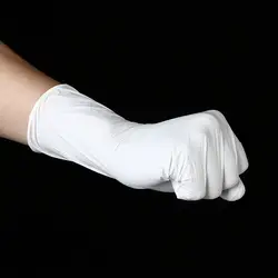 Водонепроницаемый промышленные рабочие перчатки одноразовые 9-дюймовый белый нитриловые перчатки
