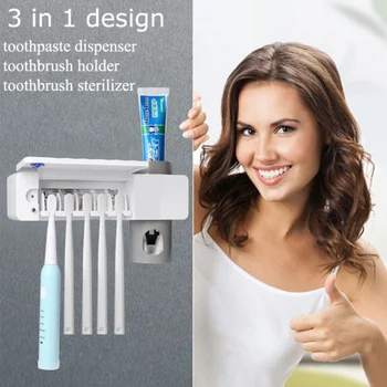 

Antibacteria 3 in 1 UV Light Ultraviolet Toothbrush Automatic Toothpaste Dispenser Sterilizer Toothbrush Storage Holder Cleaner