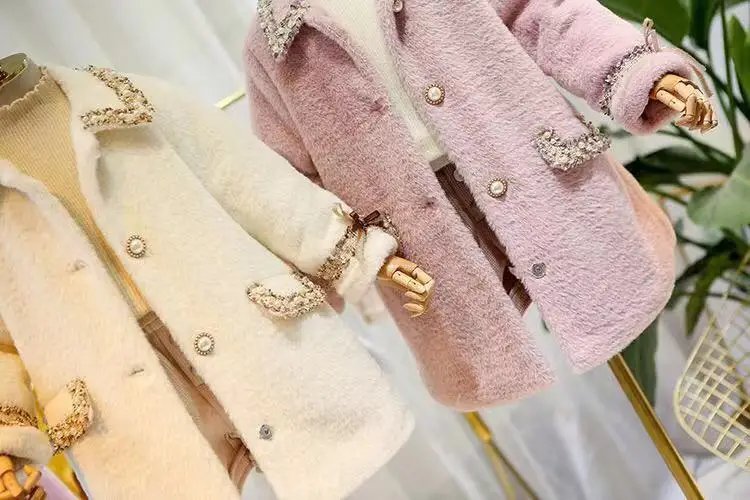 Г. Зимняя куртка, пальто для девочек, одежда для детей розовое/белое пальто, одежда Фланелевое пальто, Брендовая верхняя одежда, От 3 до 10 лет