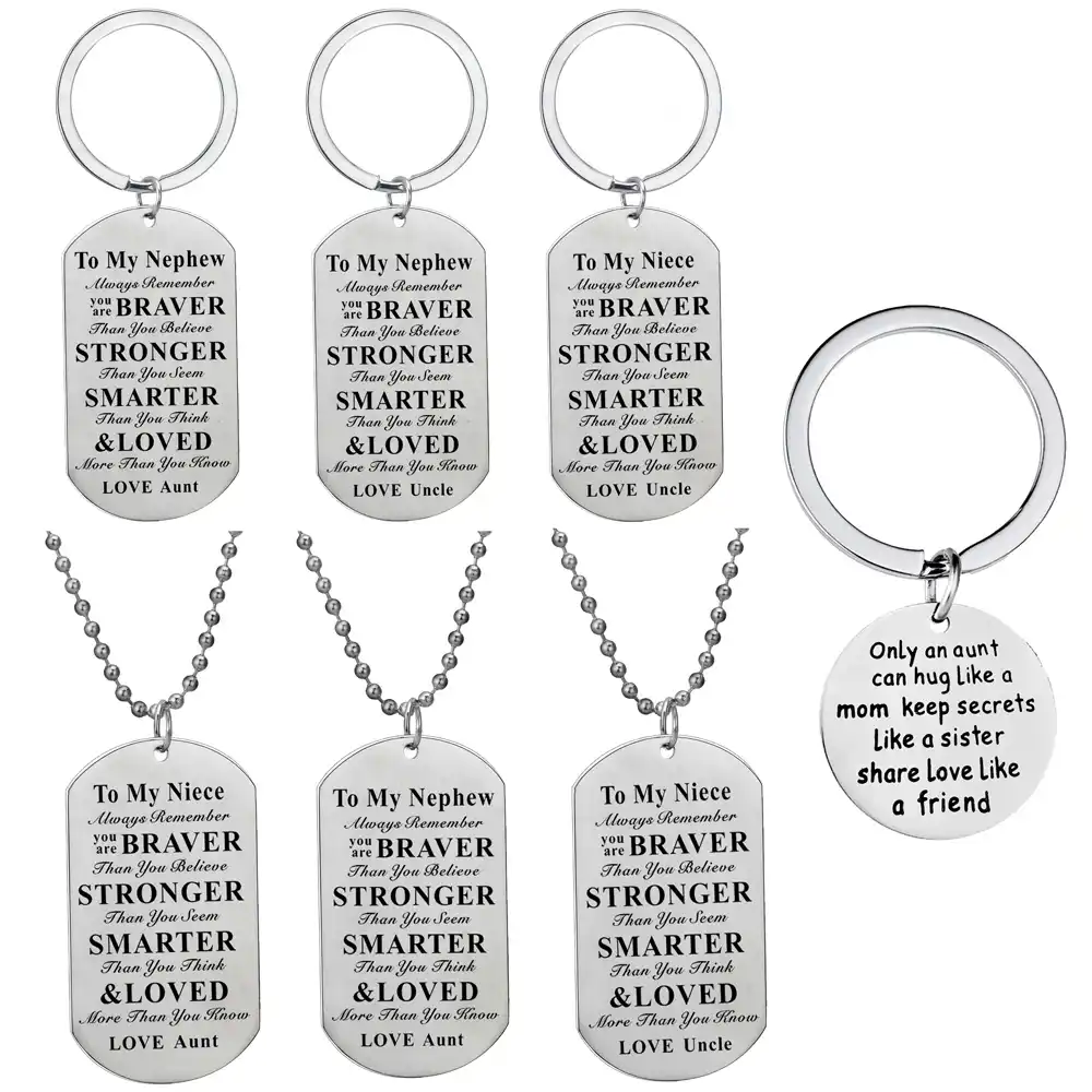 Hund Tag Anhanger Schlusselanhanger Edelstahl Eingravierten Worter Zu Meinem Neffen Zu Meinem Nichte Liebe Tante Onkel Inspire Schlusselanhanger Kid Geschenke Heisser Key Chains Aliexpress