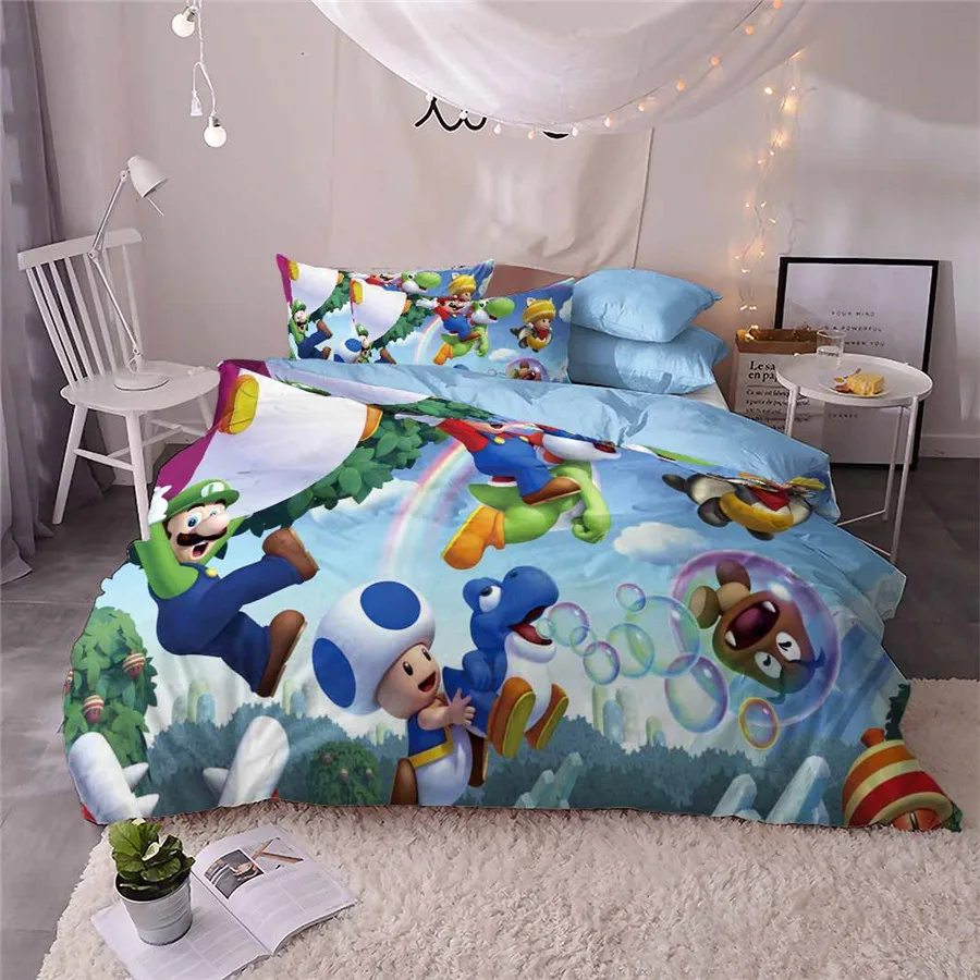 HELENGILI 3D Bedding Set Mario Party Print Duvet Cover Set Bedcloth with Pillowcase Bed Set Home Textiles #MLA34 HELENGILI 3D Bedding Set Mario Party Print Duvet Cover Set Bedcloth with Pillowcase Bed Set Home Textiles #MLA34