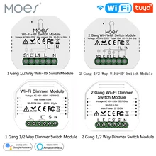 Módulo de luz inteligente con wifi, interruptor a control remoto inalámbrico Tuya, con atenuador y Alexa Google, forma de banda de 1/2, DIY