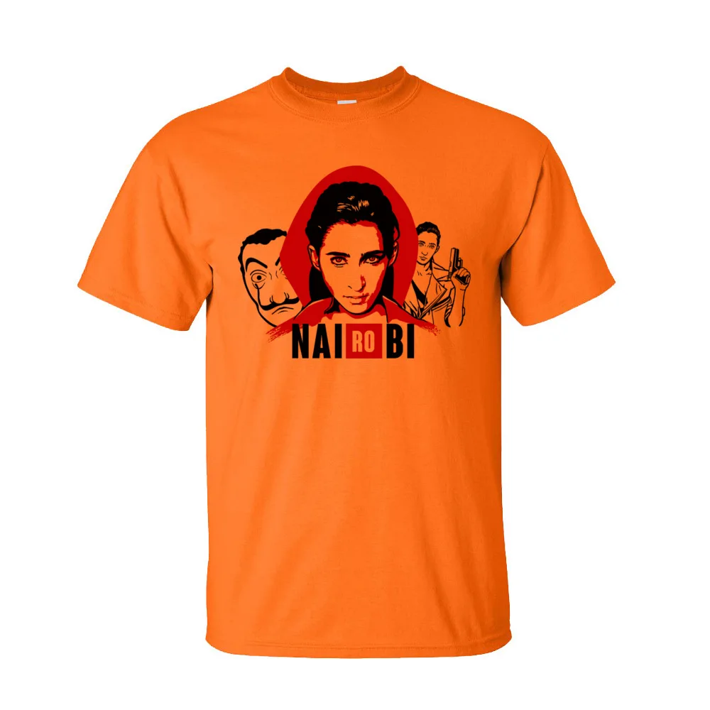 Nairobi O Neck T-Shirt Summer/Fall Tops Shirts Short Sleeve Oversized 100% Cotton Fabric Casual Clothing Shirt Classic Men Nairobi-386 orange