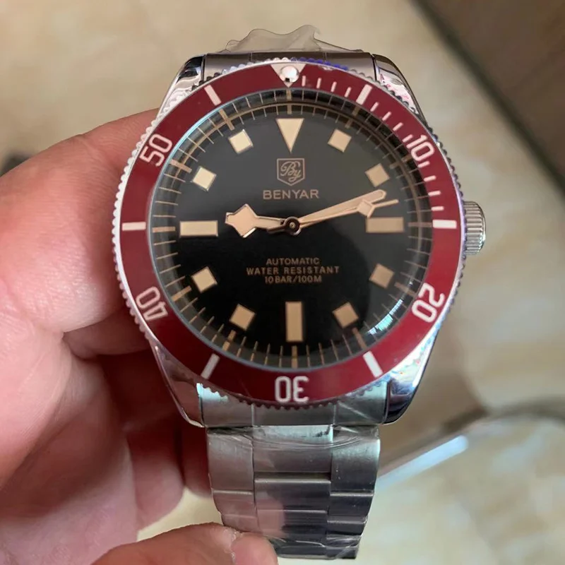 BENYAR Top Brand Luxury Fashion Diver Watch Men 100ATM Waterproof Automatic Date Clock Sport Watches Mens Mechanical Wristwatch