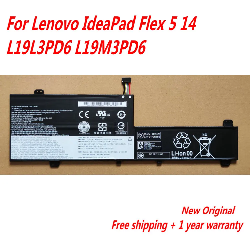 Batería Original L19C3PD6 para portátil Lenovo IdeaPad Flex 5 14