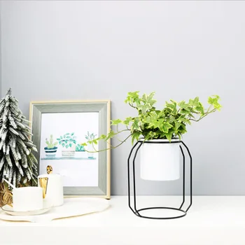 

Metal Flower Pot with Stand Planter Garden Home Office Balcony Decor Flower Display Rack Holder Flowerpot Shelf