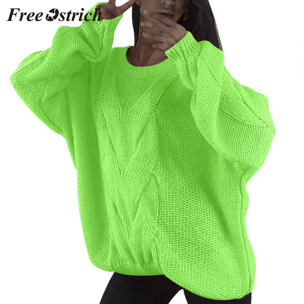 

FREE OSTRICH Candy-colored sweater women's assembly color winter warm long-sleeved round neck sweater loose casual sweater new