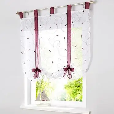 Римские занавески с вышивкой 7 цветов Цветочная вуаль прозрачные Занавески для