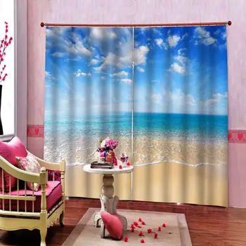 

High quality custom 3d curtain fabric Sea flower tree outside curtains Modern Home Decoration Blackout 3D Curtain lifelike