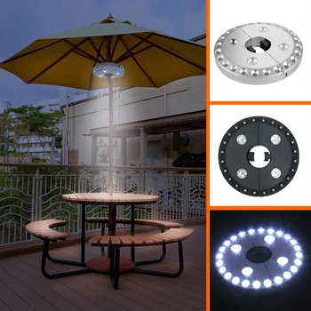 

24+4LED Outdoor Cordless Patio Umbrella Pole Light Garden Portable Camping Tent Lamp Emergency Light