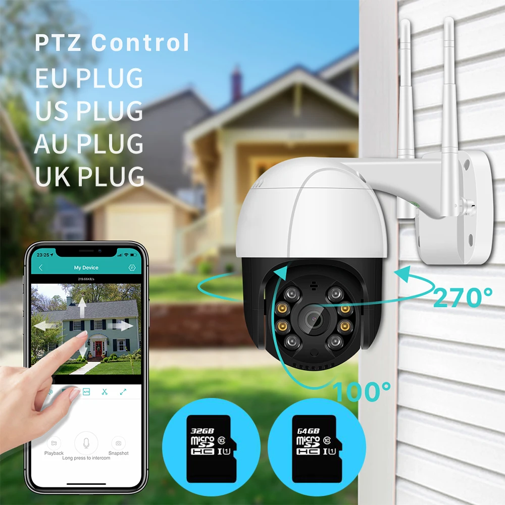 

1080P PTZ Wifi IP Camera P2P Outdoor 4X Digital Zoom AI Human Detect Wireless Camera H.265 ONVIF Audio 2MP Security CCTV Camera
