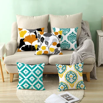 

Geometric Yellow Green Sofa Decorative Cushion Cover Pillow Pillowcase Polyester Throw Pillow Home Decor Pillowcover 45*45cm