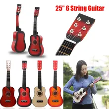 25 дюймов мини деревянная гитара акустическая 6 струна с сумкой для переноски музыкальный инструмент игрушка Детский развивающий музыкальный подарок