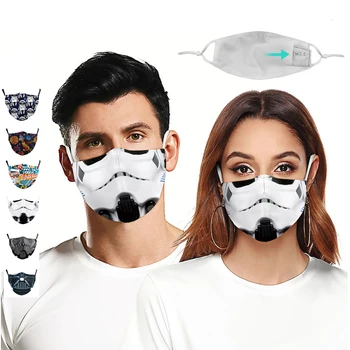 

Classic 3D Star Wars Face Mask Cosplay Print Face Mask Washable Mouth Masks Fabric Reusable PM2.5 Filters Dust Proof Outdoor