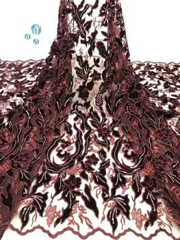 

African lace Fabric Laser Cut Rhinestones 2019 3D Velvet Lace High Quality Nigerian Fabrics Lace Materials For Women Party F1007