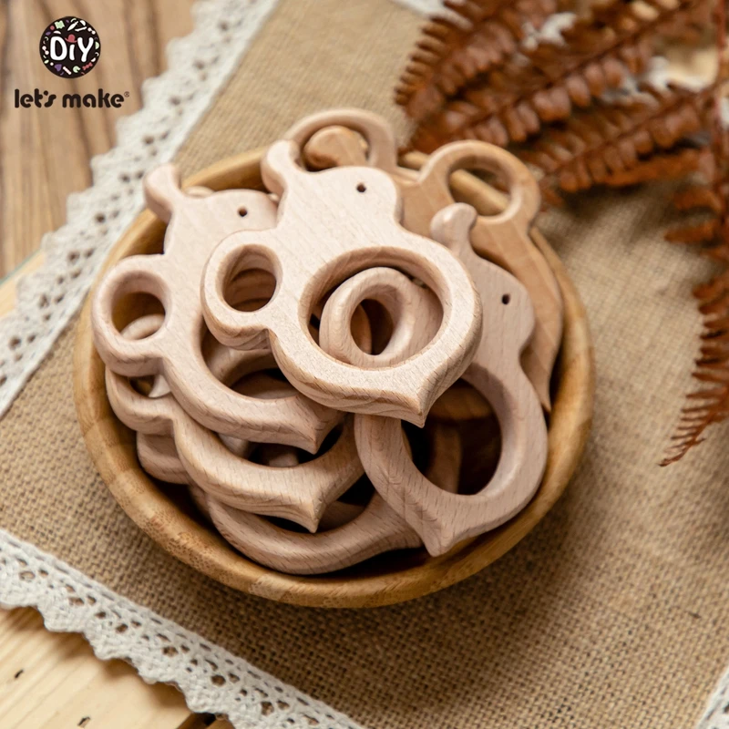 

Let'S Make 20Pc Baby Teether Wood Crafts Cartoon Baby Wooden Teether Pacifier Holder Accessories Baby Toys For Tiny Rodent