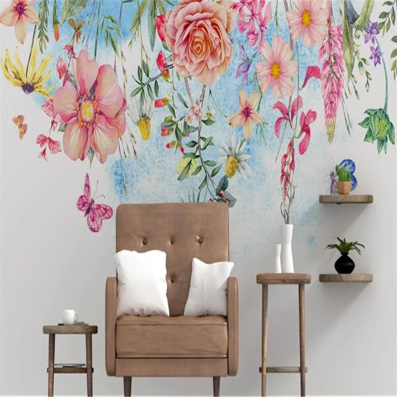 Large 3D wallpaper mural custom modern hand painted flowers background wallpaper mural