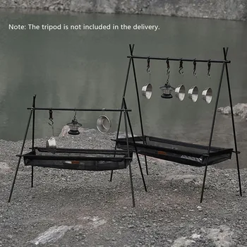 Outdoor Rack Storage Mesh Bag Camping Hiking Tableware Organizer Portable Tripod Bag Water Filter Shelf 1