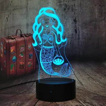 

Baby LED Night Light The Little Mermaid Princess 7 Color Changing Mood Table Lamp Christmas lamp for Girl Kid Bedroom Home Decor