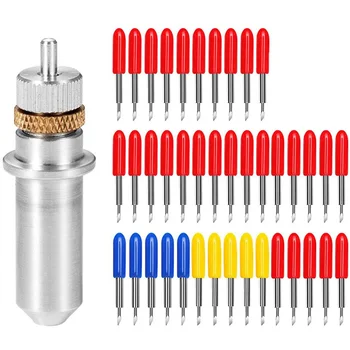 

40Pcs Tungsten Steel Vinyl Cutter Blades Lettering Blade 30/45/60 Degree for Roland Cutting Plotter with 1 Knife Block