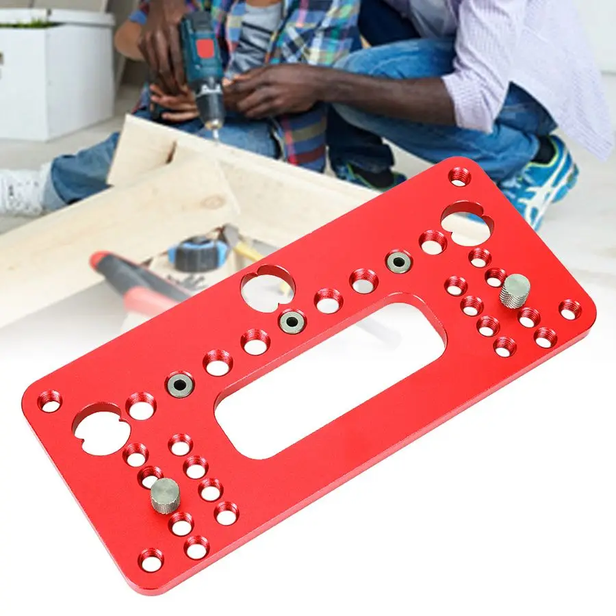 

Aluminium Alloy Woodworking Jig Hole Opener Puncher Red Locator With Screwdriver Woodworking Drilling Bits Tool