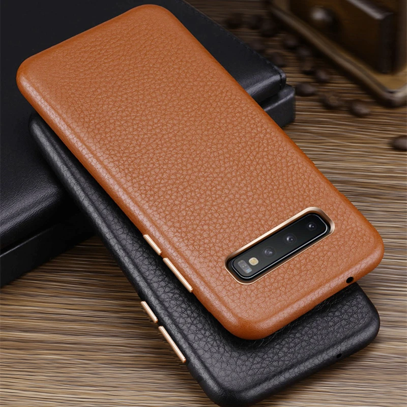 

for Samsung Galaxy S10 Plus Luxury Genuine Leather Back Case for Samsung Galaxy S10 S10E Real Leather Cover Slim Protect Bag